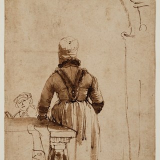 31 PB Vrouw in kostuum, op de rug gezien ('Geertje Dirkcx'), collectie Teylers Museum